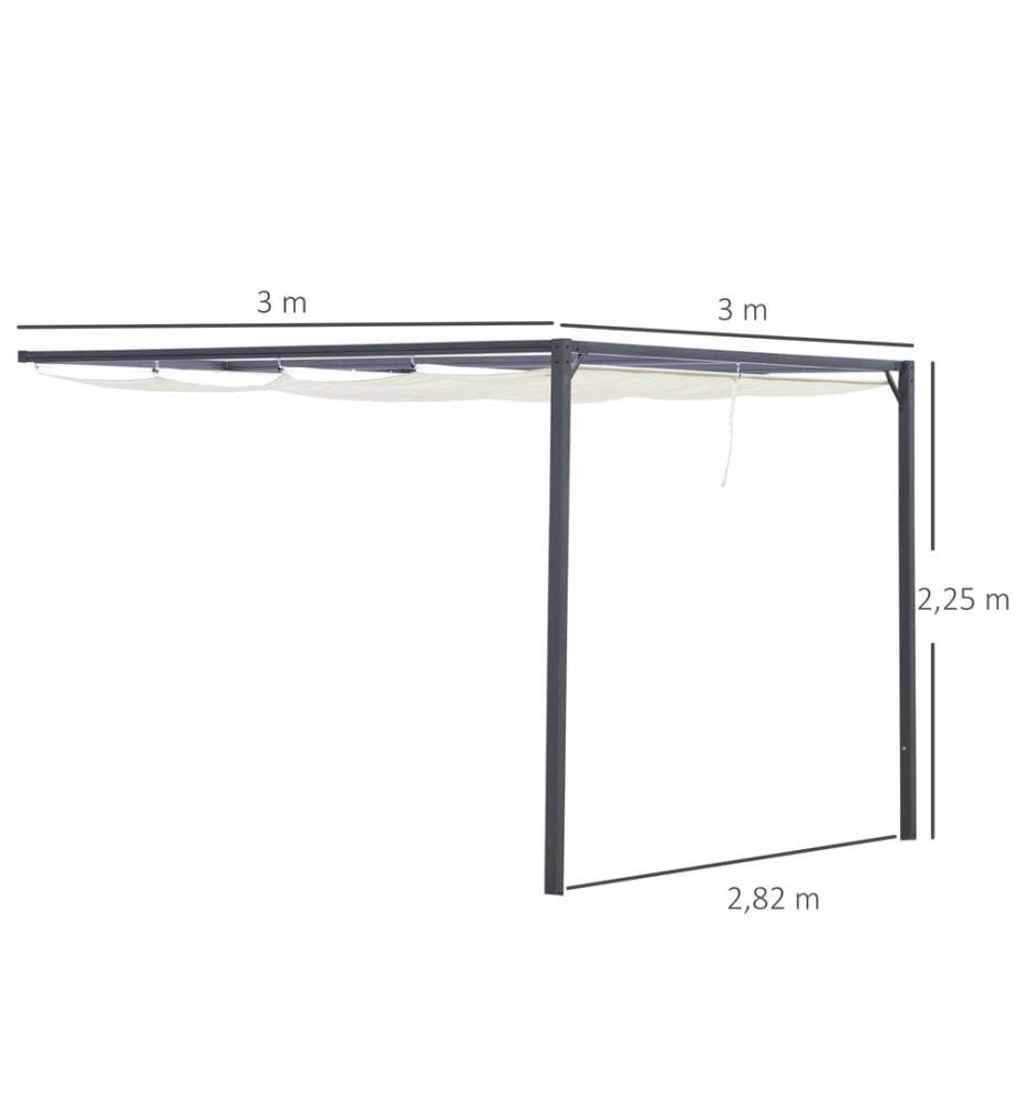 Pergola Pavillon Anbau 3x3m Cremeweiss