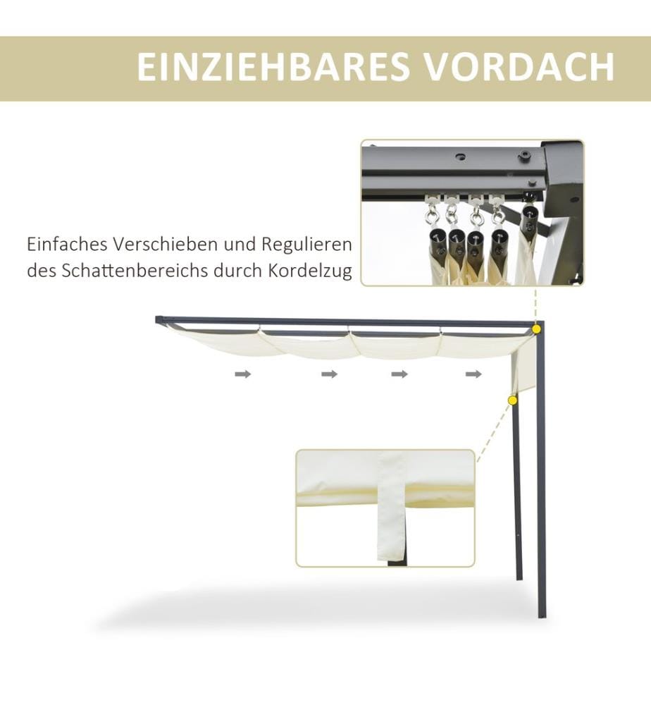 Pergola Pavillon Anbau 3x3m Cremeweiss