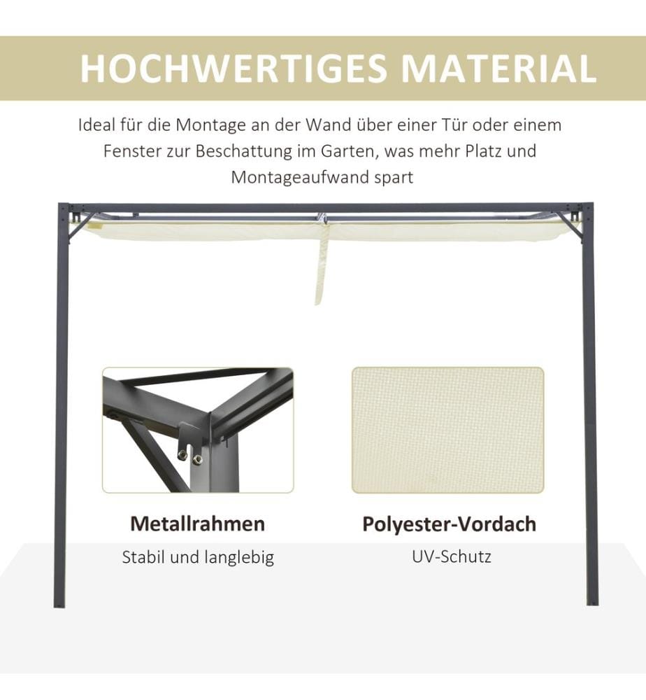 Pergola Pavillon Anbau 3x3m Cremeweiss