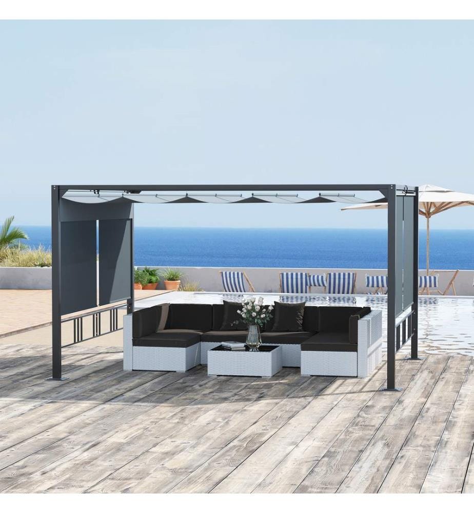 Pergola Gartenpavillon 3.9x2.9m mit Sonnendach