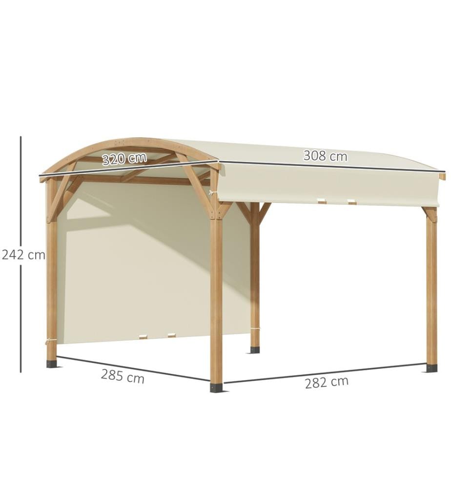 Pergola 3.2x3m Gartenpavillon Massivholz Creme