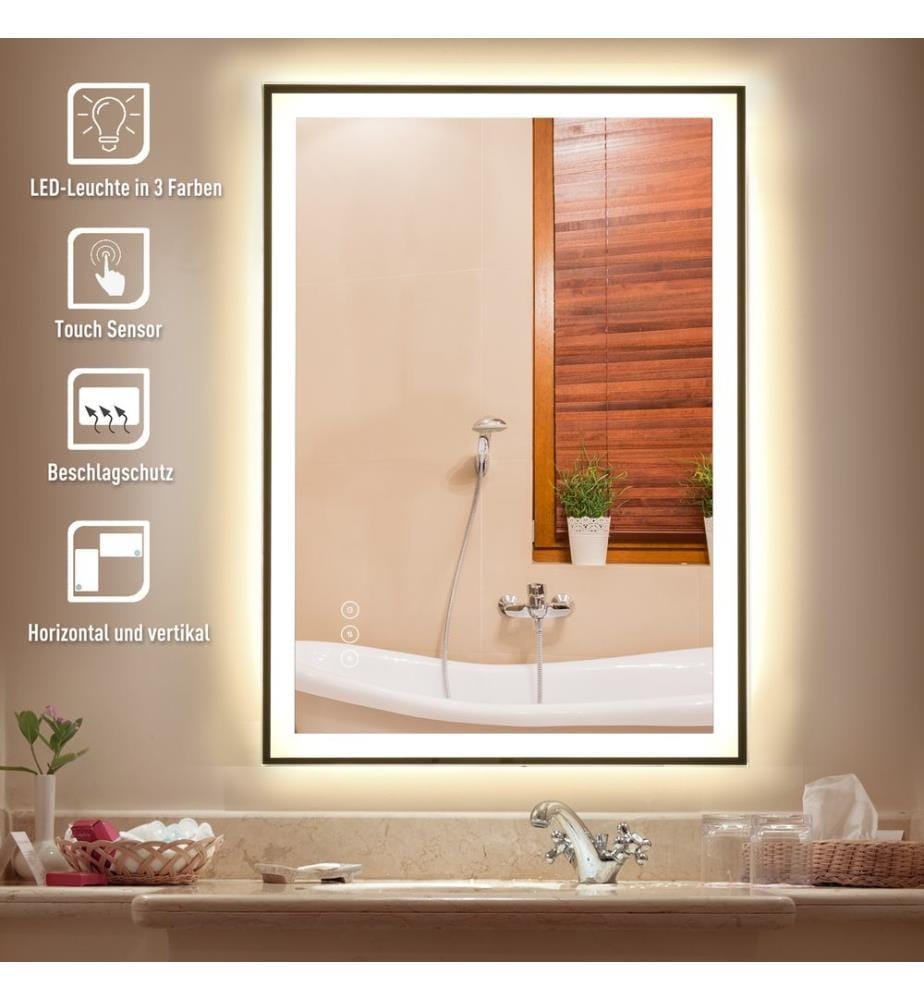 Badezi mmerspiegel LED-Spiegel 70x50x3 cm