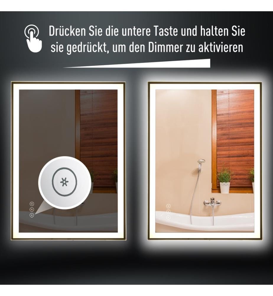 Badezi mmerspiegel LED-Spiegel 70x50x3 cm