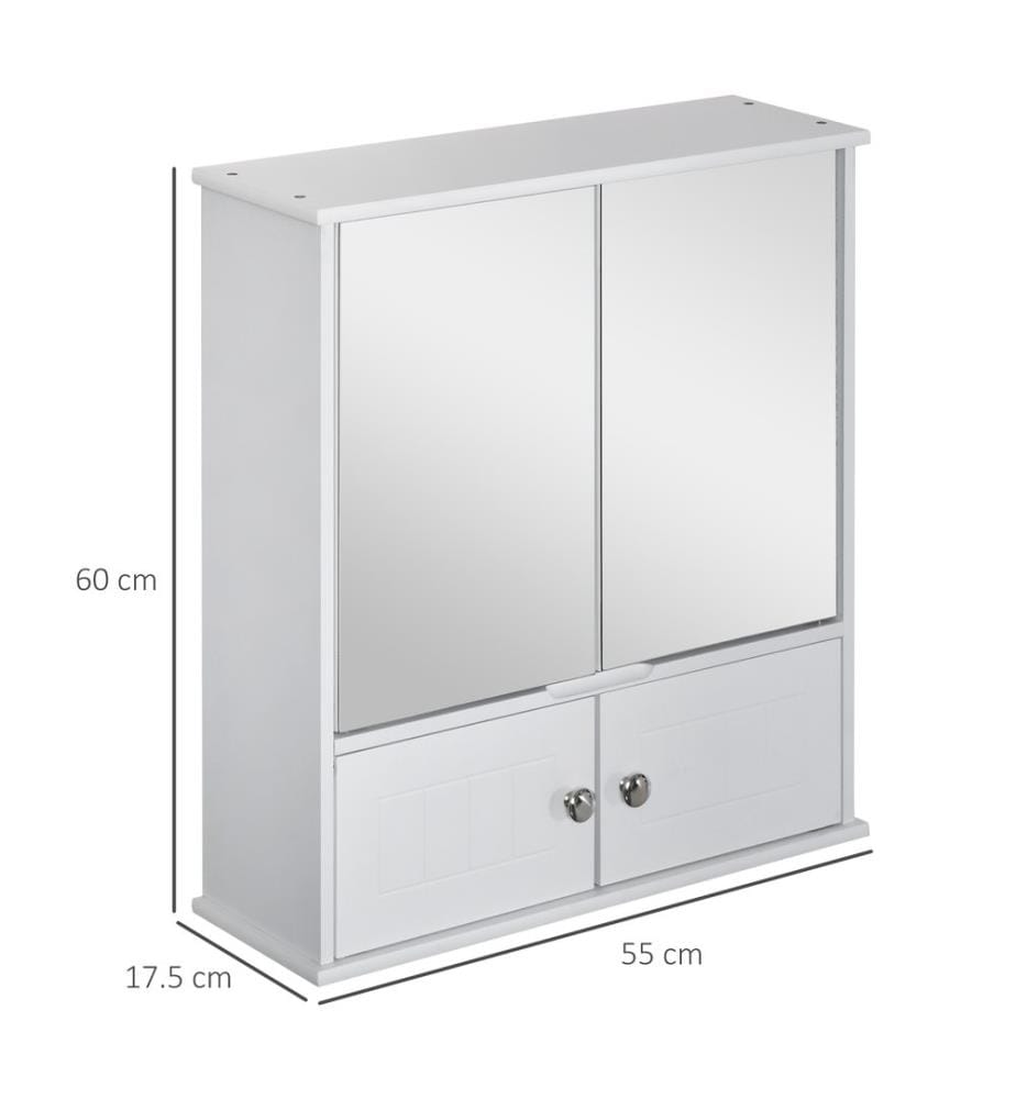 Spiegelschrank Badezi mmerschrank Weiss 55x175x60 cm