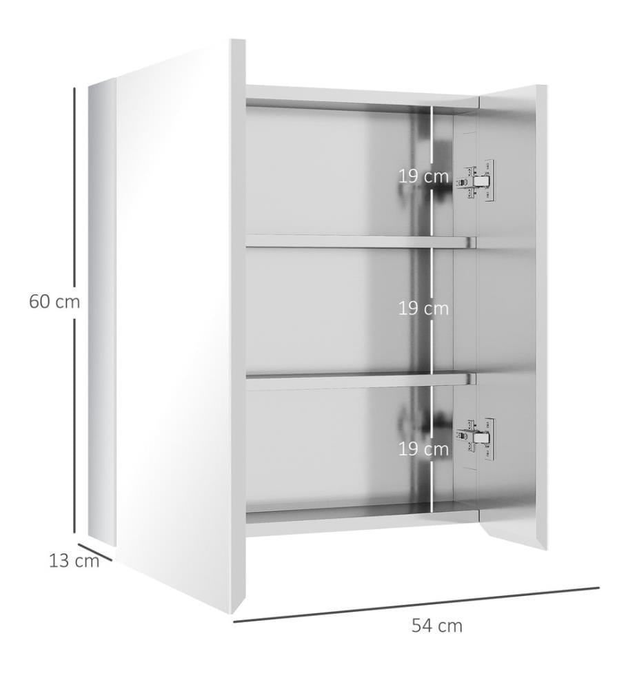 Spiegelschrank Badspiegelschrank mit 3 Innenböden 54x13x60 cm
