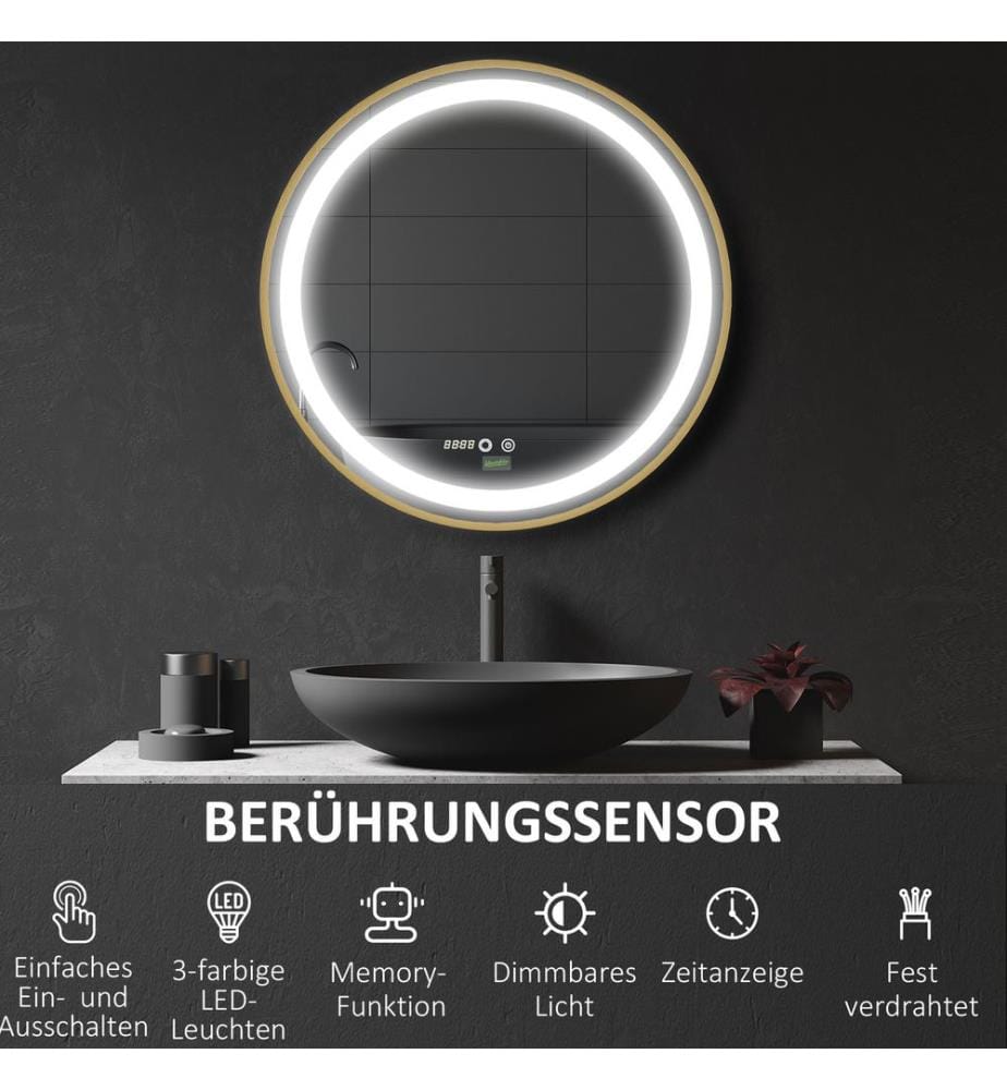 Wandspiegel mit Beleuchtung LED-Leuchte 60x60 cm