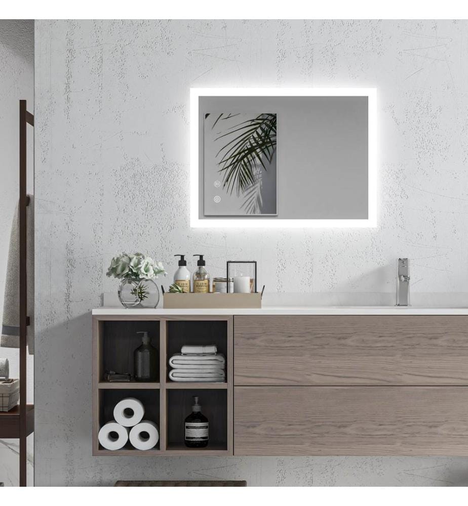 Miroir de salle de bain avec éclairage LED et interrupteur tactile, 70 x 50 cm