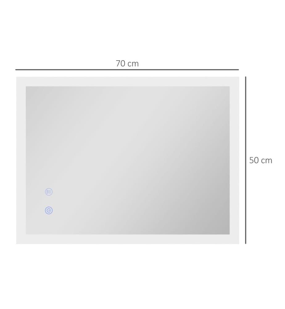 Miroir de salle de bain avec éclairage LED et interrupteur tactile, 70 x 50 cm