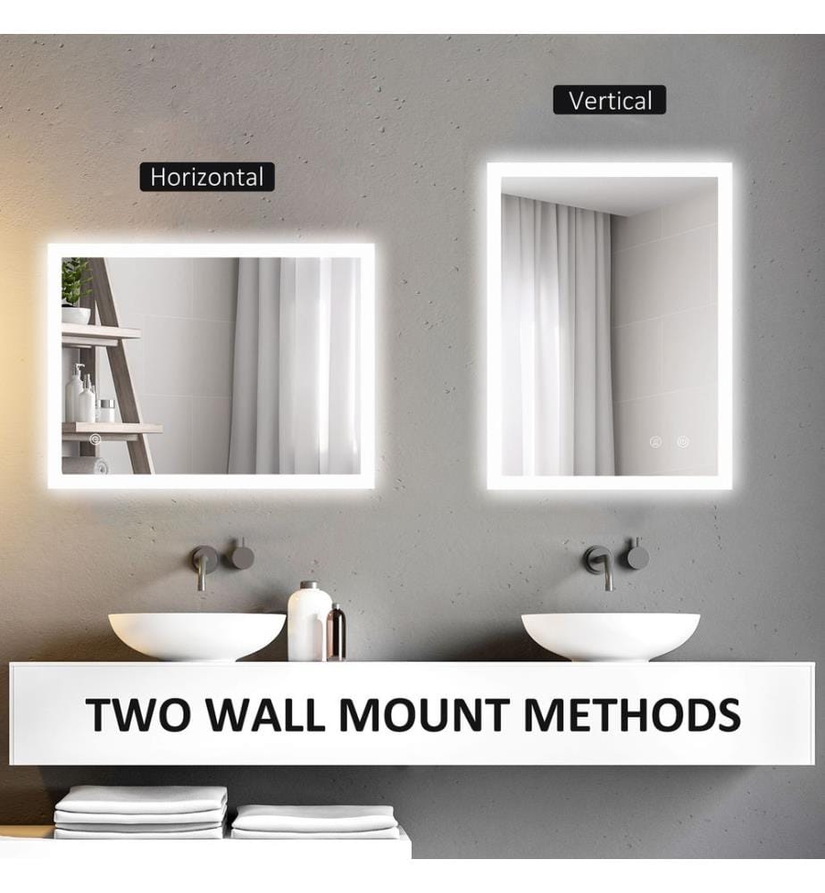 Miroir de salle de bain avec éclairage LED et interrupteur tactile, 70 x 50 cm