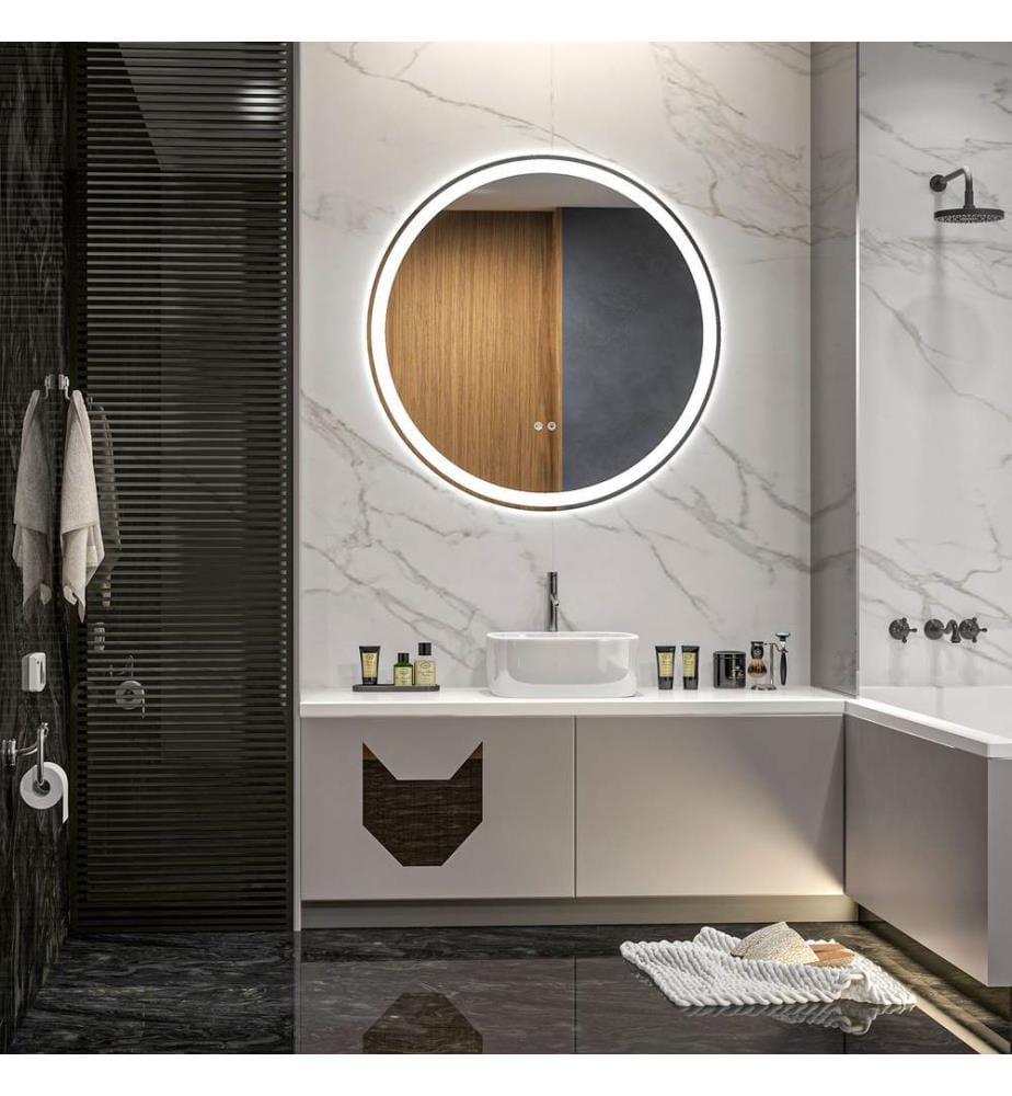 Badezi mmerspiegel Badspiegel mit LED-Beleuchtung Ø80 cm