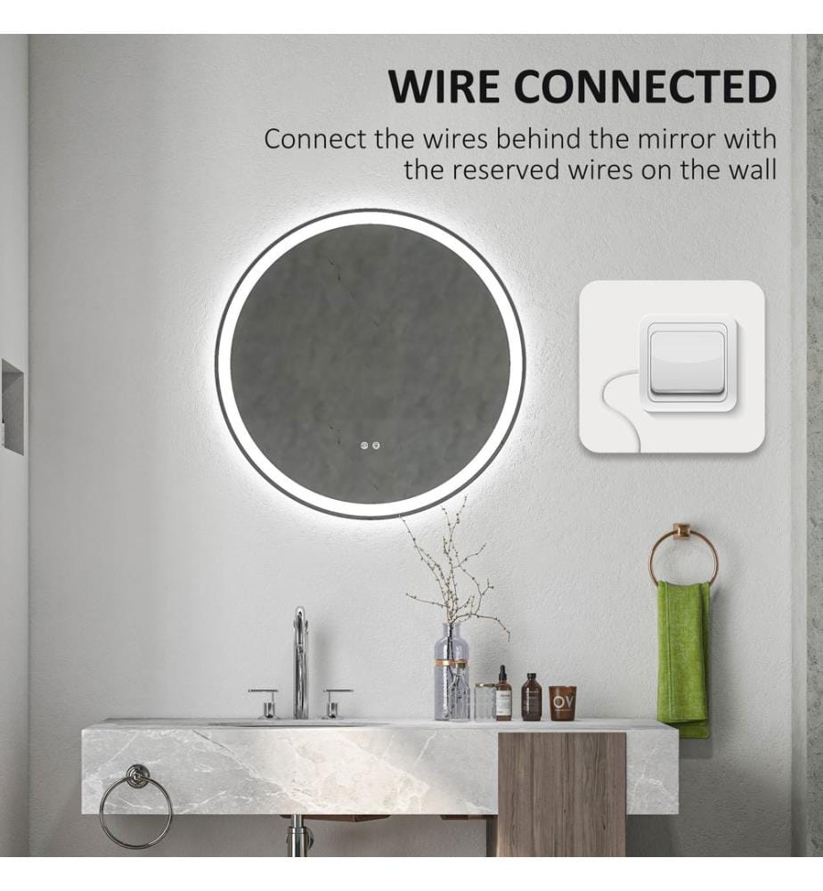 Badezi mmerspiegel Badspiegel mit LED-Beleuchtung Ø80 cm