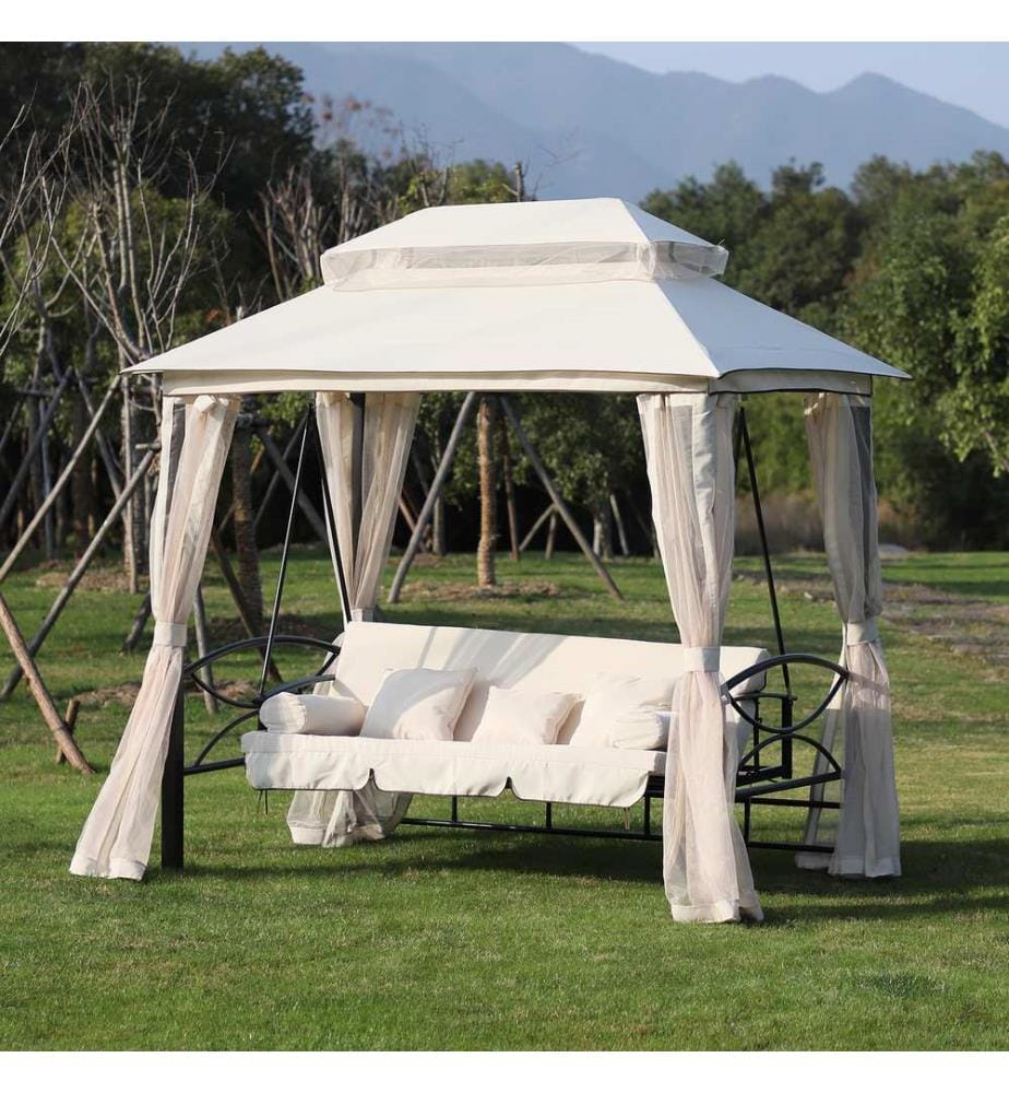 Hollywoodschaukel Pergola 3 Pers. Seitenwände Liegefunktion