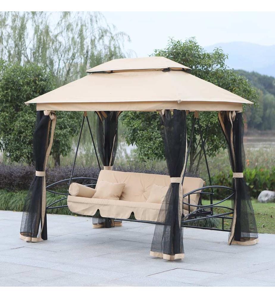 Hollywoodschaukel Pergola 3 Pers. Seitenwände Liegefunktion
