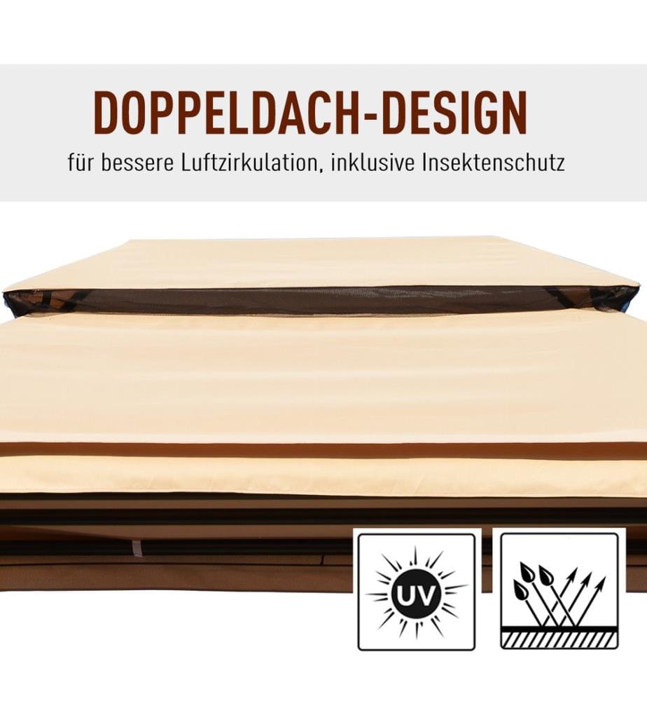 Hollywoodschaukel Pergola 3 Pers. Seitenwände Liegefunktion