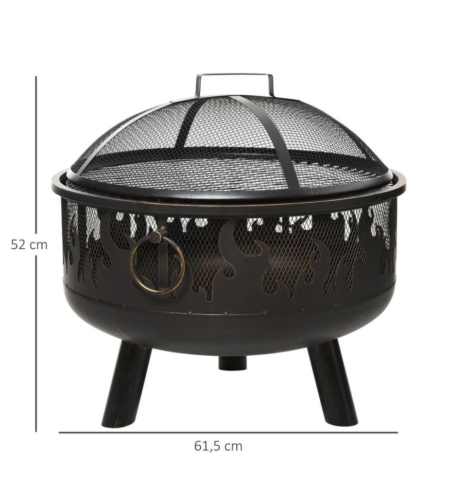 Feuerschale Feuerkorb mit Grill und Funkenschutz Ø 61.50 cm