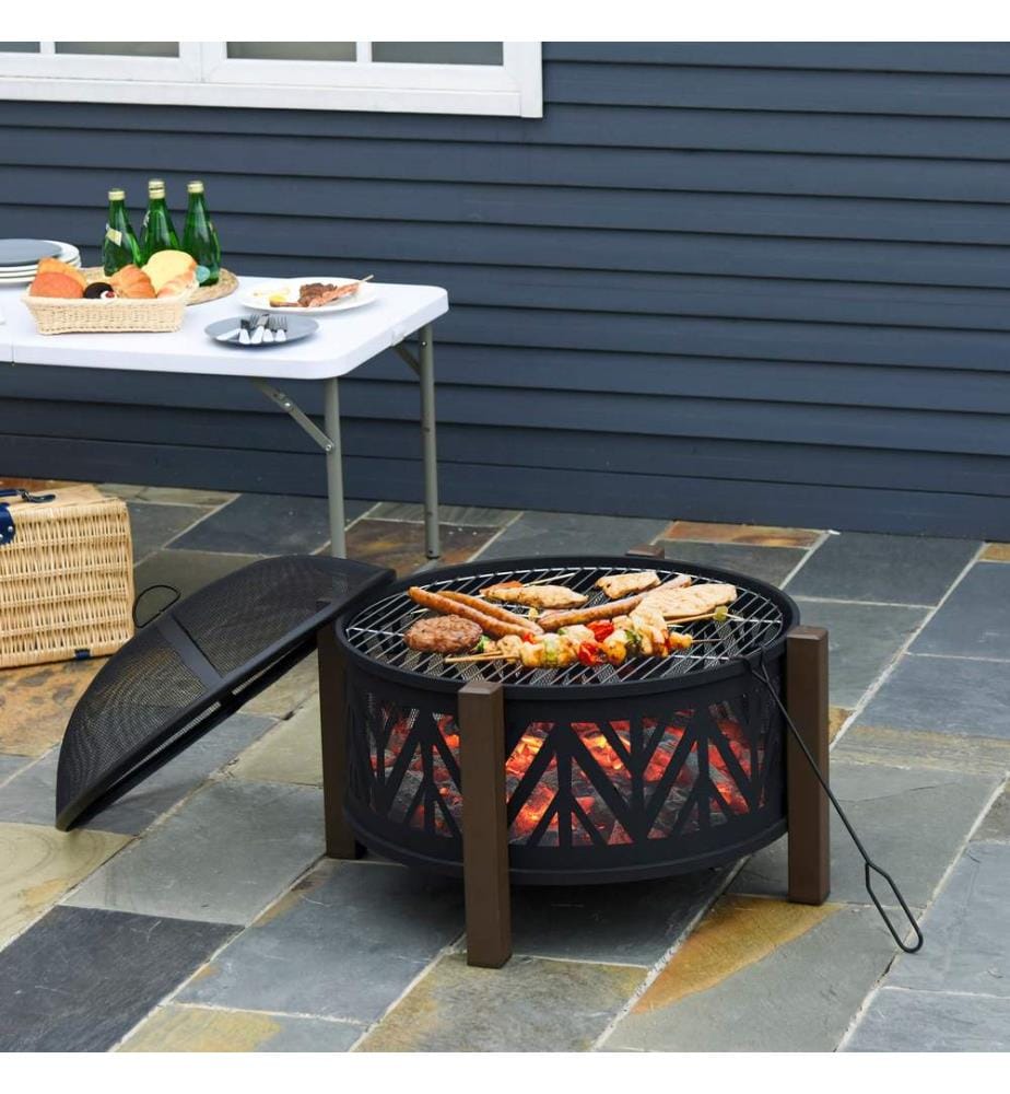 Feuerschale Feuerkorb mit Grill und Funkenschutz Ø78 cm