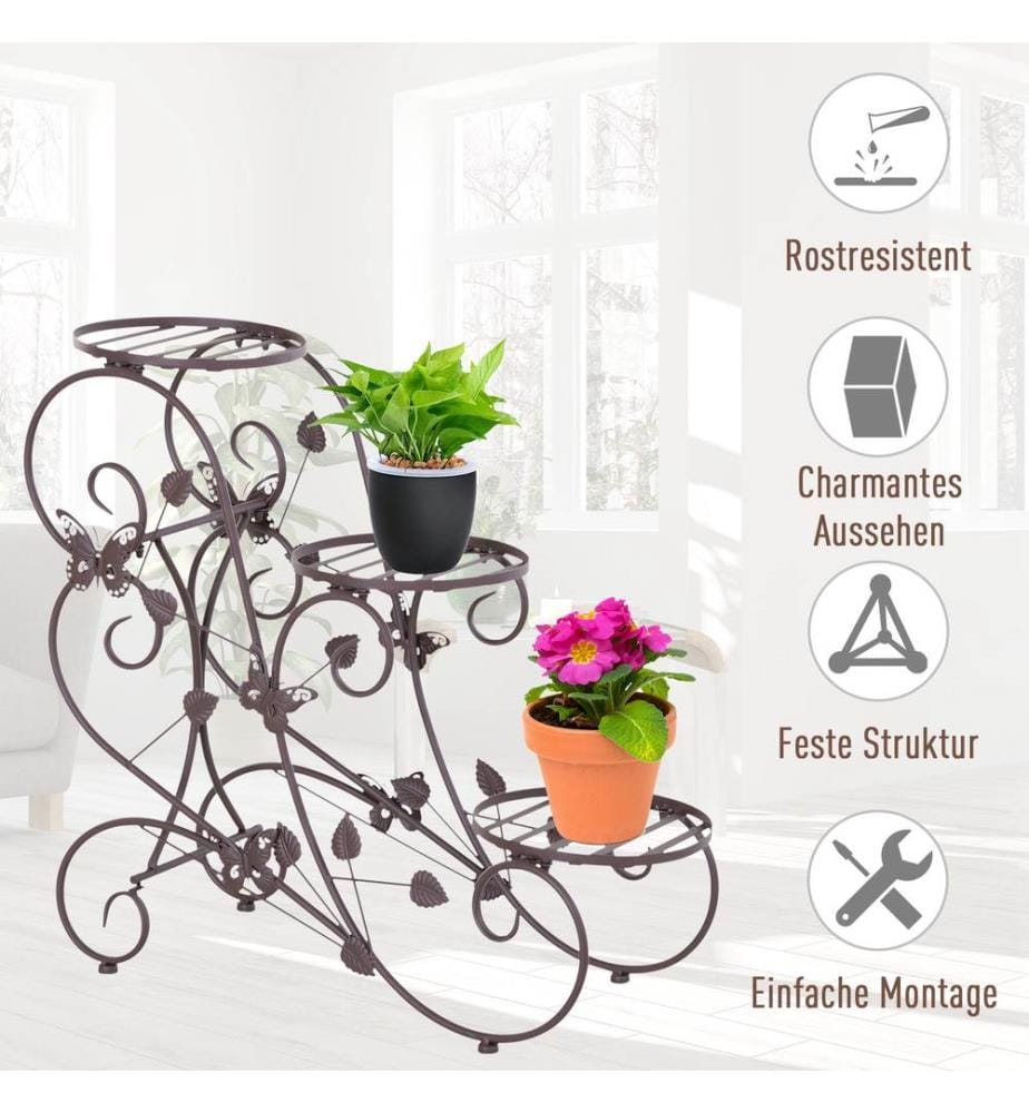 Plant Stairs, Flower Stairs, 3-Tier Plant Shelf - Metal