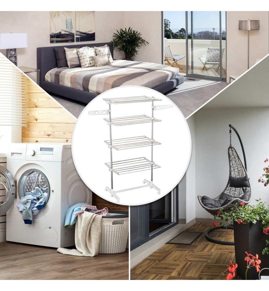 Séchoir à linge mobile et pliable à 4 niveaux