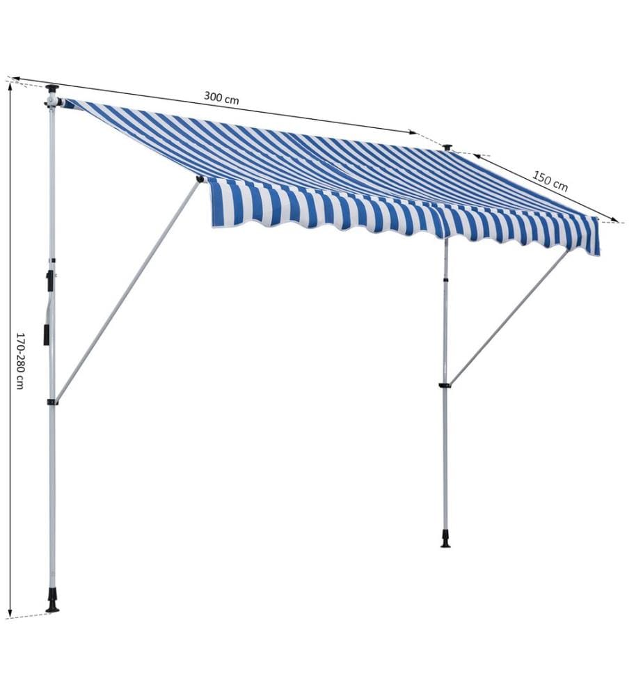 Store de balcon 300 x 150 cm vert, store télescopique