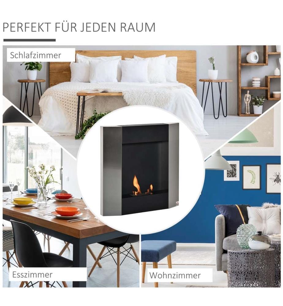 Ethanol-Kamin Bio-Ethanol Ofen 72x72 cm Edelstahl