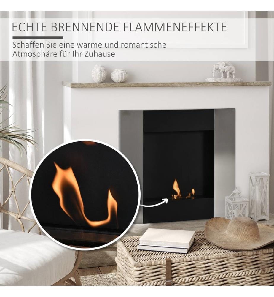 Ethanol-Kamin Bio-Ethanol Ofen 72x72 cm Edelstahl