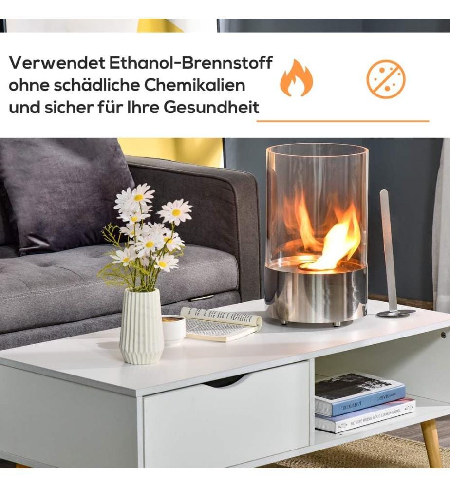 Ethanol-Kamin Tischkamin Bio-Ethanol Ofen gehärtetes Glas