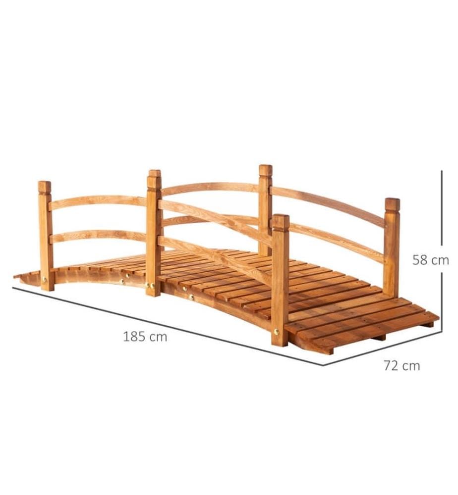 Pont pour bassin, pont de jardin, pont en bois 185 cm x 72 cm x 58 cm