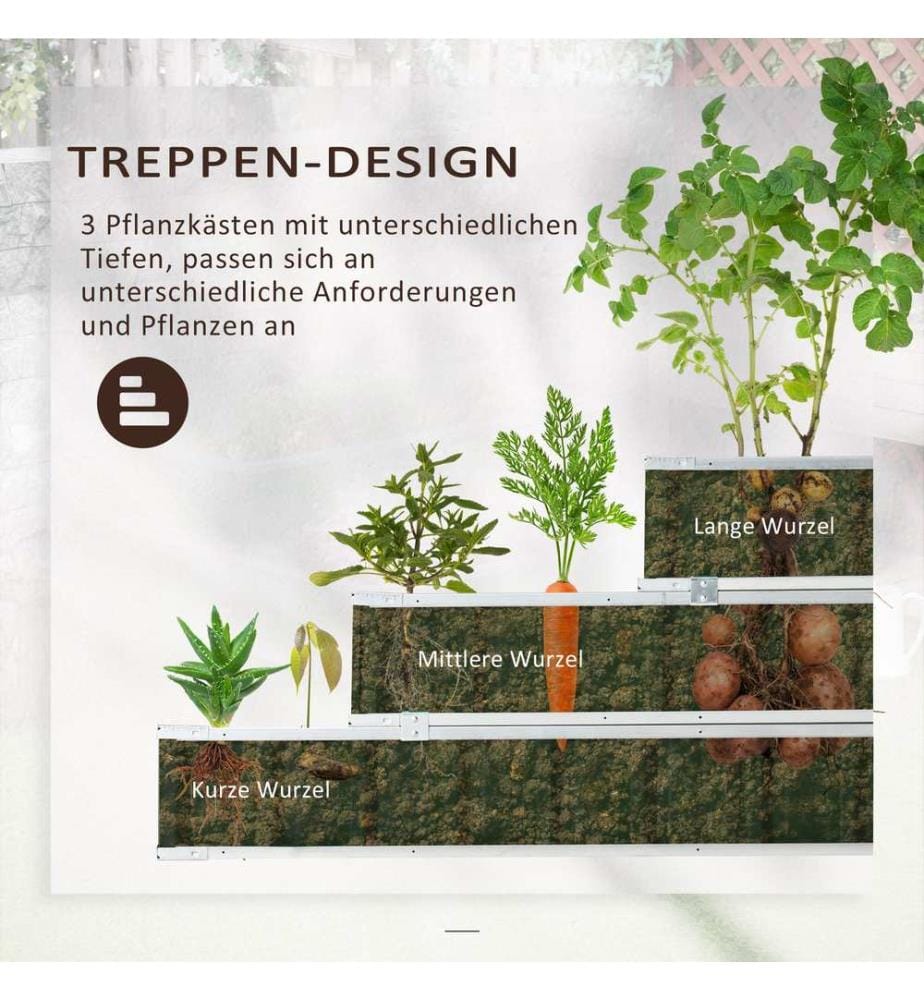 Hochbeet Kräuterbeet 3 Etagen Stahl 118x118x62 cm