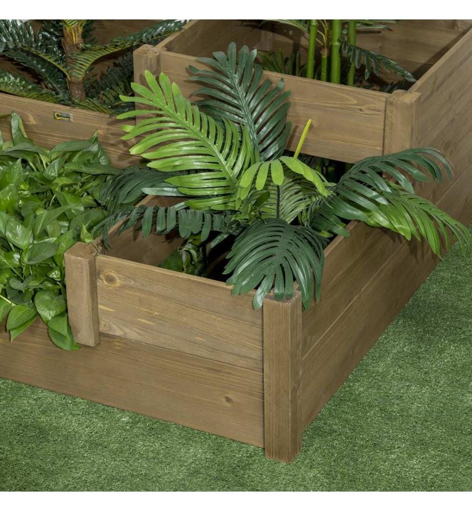 Jardin surélevé pour herbes aromatiques, 4 compartiments sur 3 niveaux, 122 x 122 x 51 cm