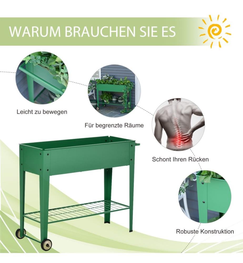 Hochbeet Metall Mobil mit Räder Pflanzkasten