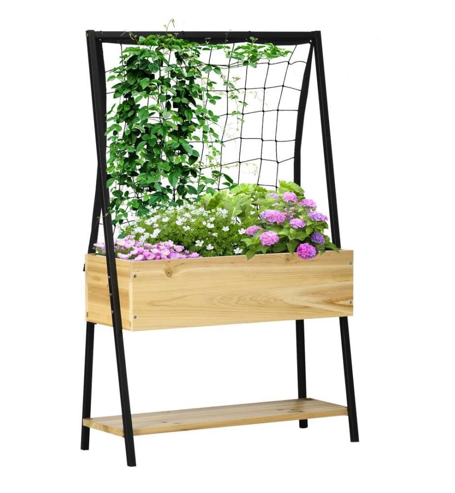 Hochbeet Metallrahmen mit Kletternetz 80x30x125 cm
