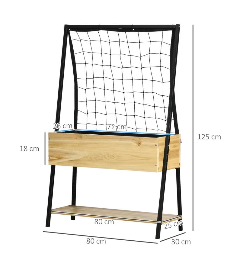 Hochbeet Metallrahmen mit Kletternetz 80x30x125 cm