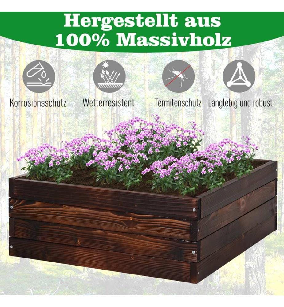 Hochbeet Pflanzkasten Kräuterbeet Massivholz 60x60x23 cm