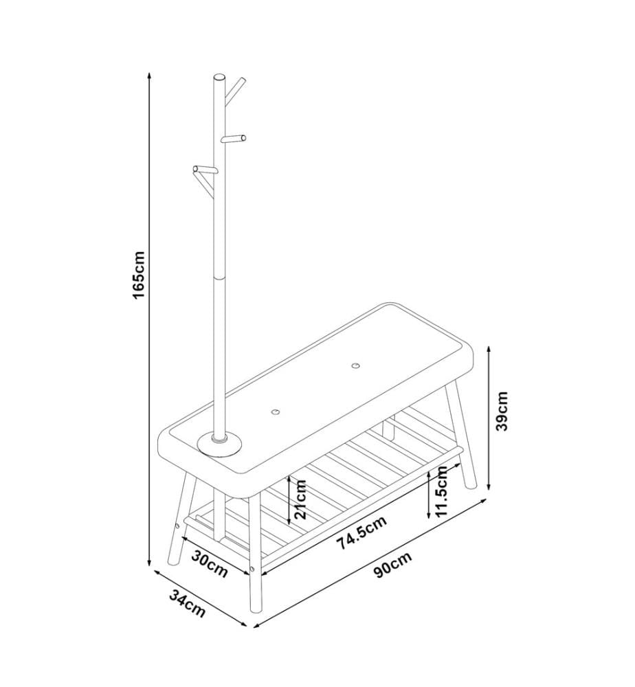 Garderobenbank aus Bambus 90x34x165 cm