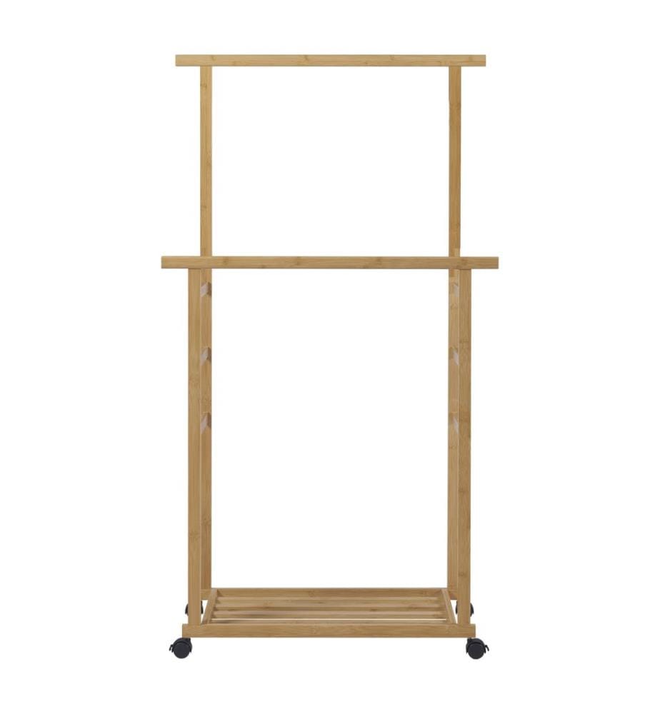 Rollbarer Garderobenständer Bambus 147x70x36 cm