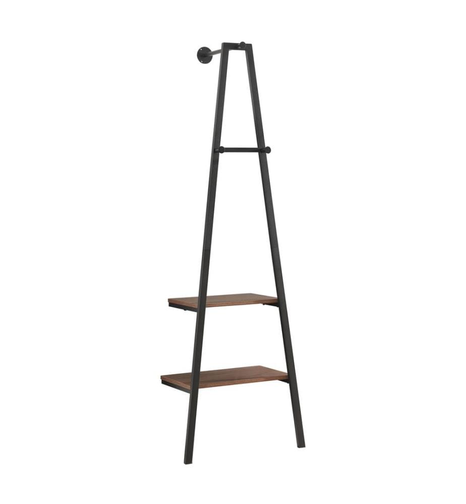 Wandgarderobe Stahl Schwarz Walnuss-Optik