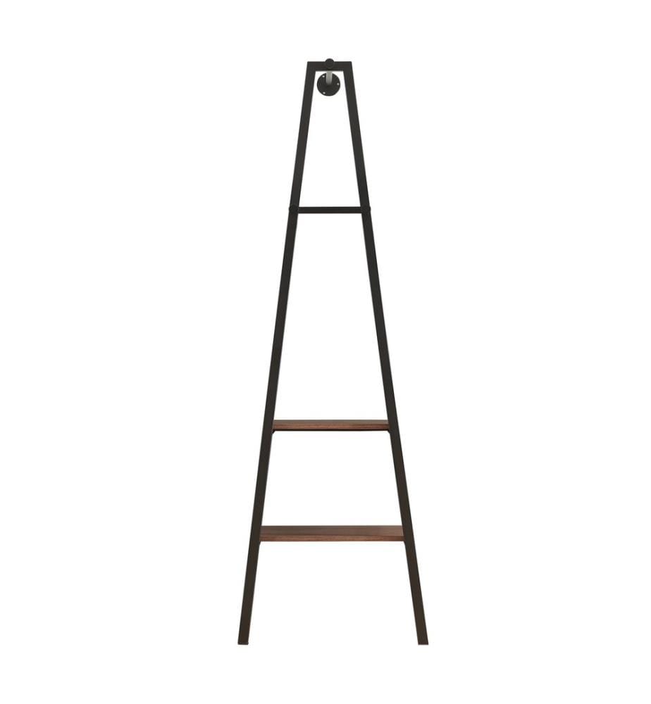 Wandgarderobe Stahl Schwarz Walnuss-Optik