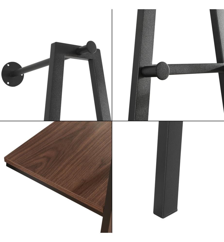 Wandgarderobe Stahl Schwarz Walnuss-Optik