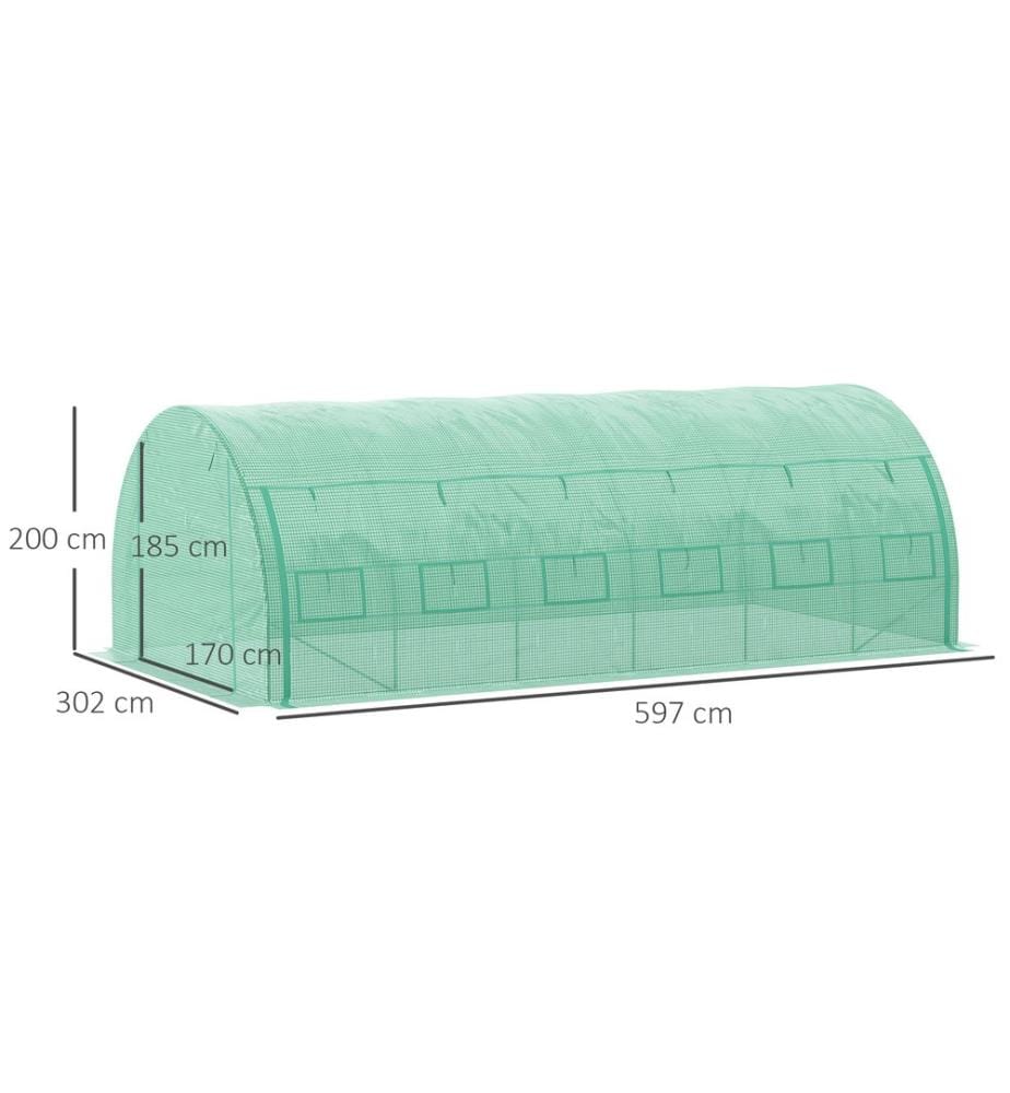 Serre en plastique 6 x 3 x 2 m, accessible