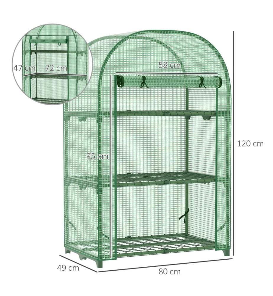 Serre en plastique 80 x 49 x 120 cm avec 3 étagères Mini-serre