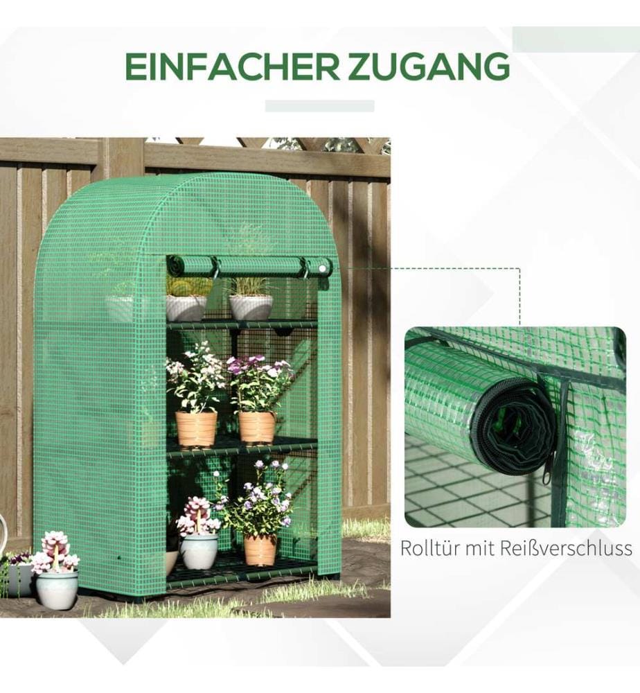 Serre en plastique 80 x 49 x 120 cm avec 3 étagères Mini-serre