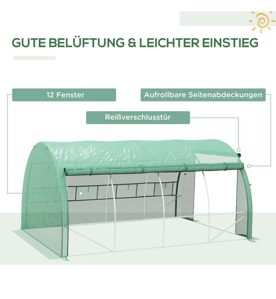 Serre en plastique 3,97 x 3 x 2 m, tunnel en plastique accessible