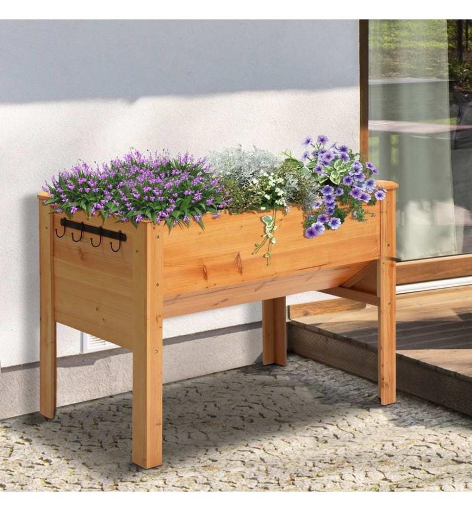 Hochbeet mit Vliesstofftuch Holz 124x60x81 cm
