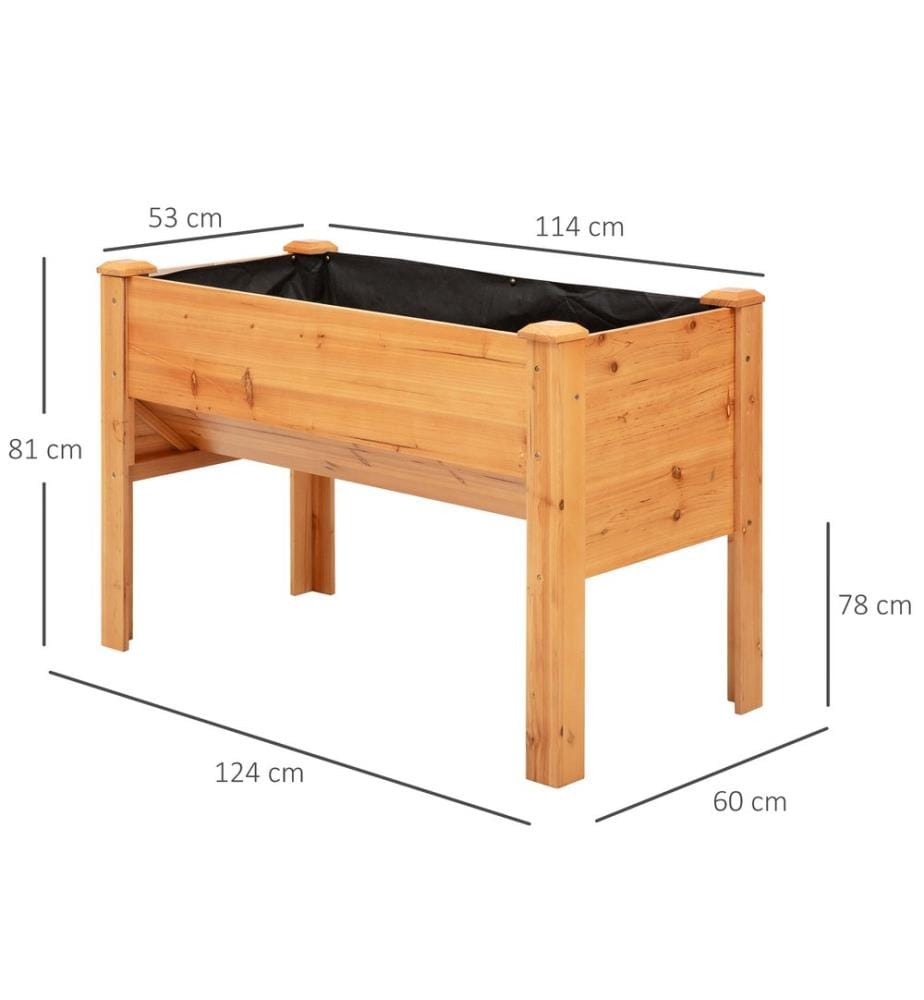 Hochbeet mit Vliesstofftuch Holz 124x60x81 cm
