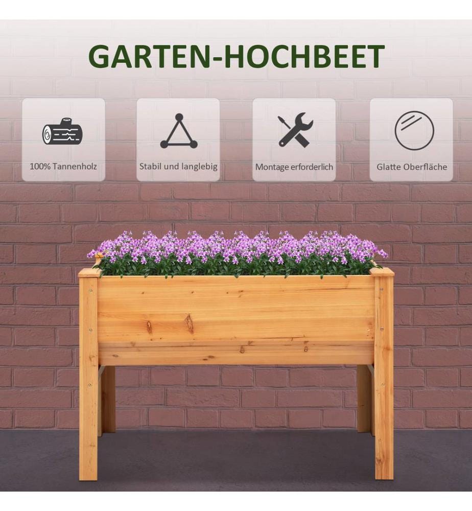 Hochbeet mit Vliesstofftuch Holz 124x60x81 cm