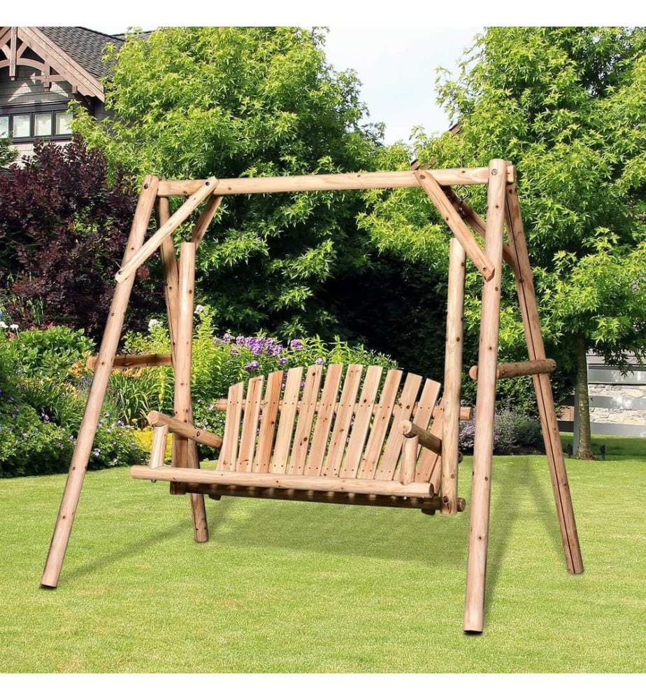 Hollywoodschaukel Massivholz Natur 187 x 137 x 170 cm