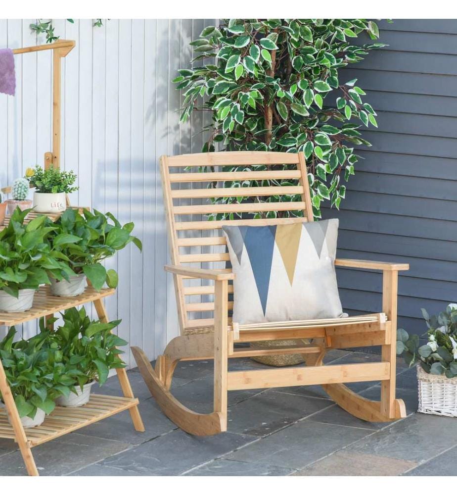 Rocking Chair, Garden Chair, Natural Bamboo