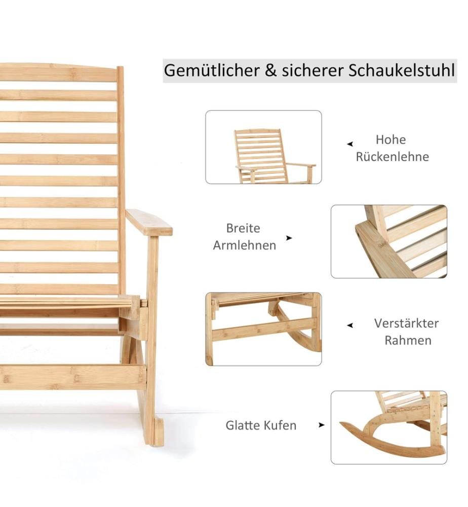 Rocking Chair, Garden Chair, Natural Bamboo