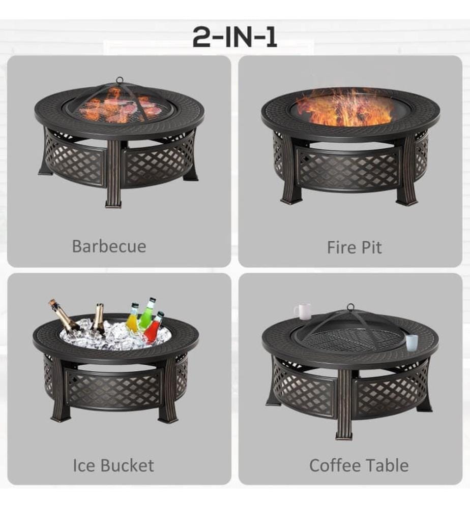 Brasero avec grille et pare-étincelles, Ø 81 cm