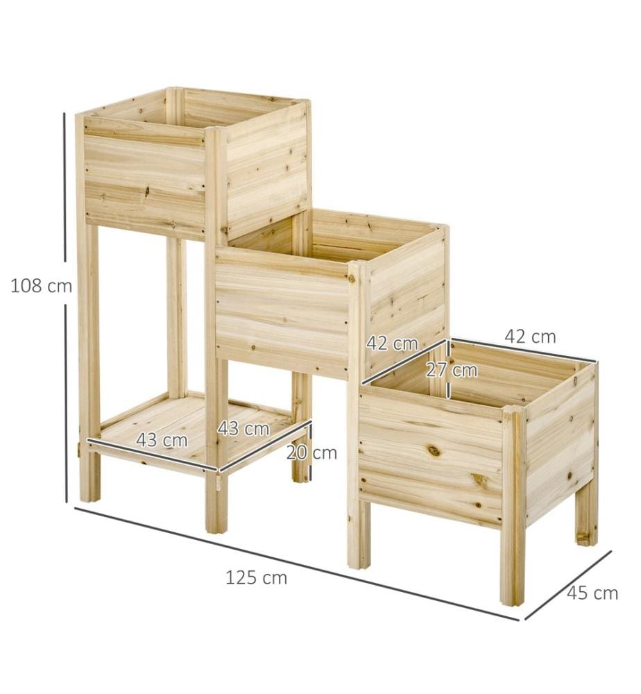 Hochbeet 3 Etagen 125x45x108 cm